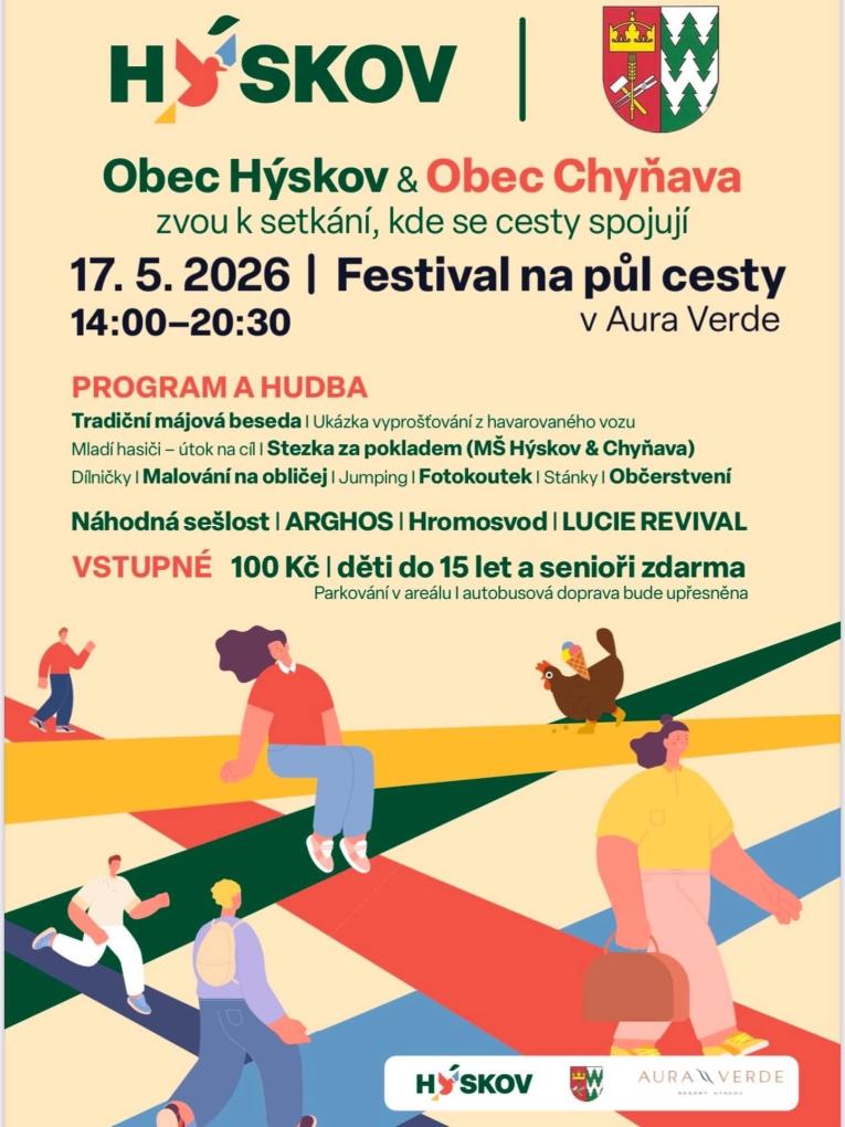 17.5.2026 od 14:00-20:30 Festival, který spojuje ... na půl cesty mezi Hýskovem a Chyňavou v Aura Verde Hýskov